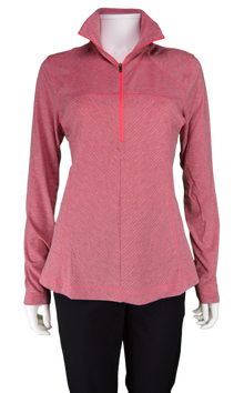  Columbia Stripe Zip Layer UPF 40 Golf Shirt | Red/White