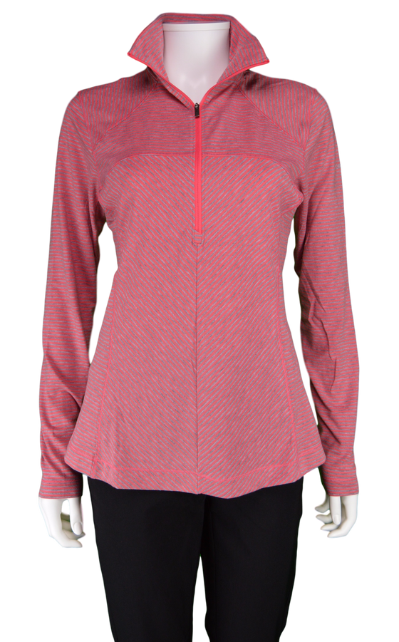 Columbia Stripe Zip Layer UPF 40 Golf Shirt | Red/White