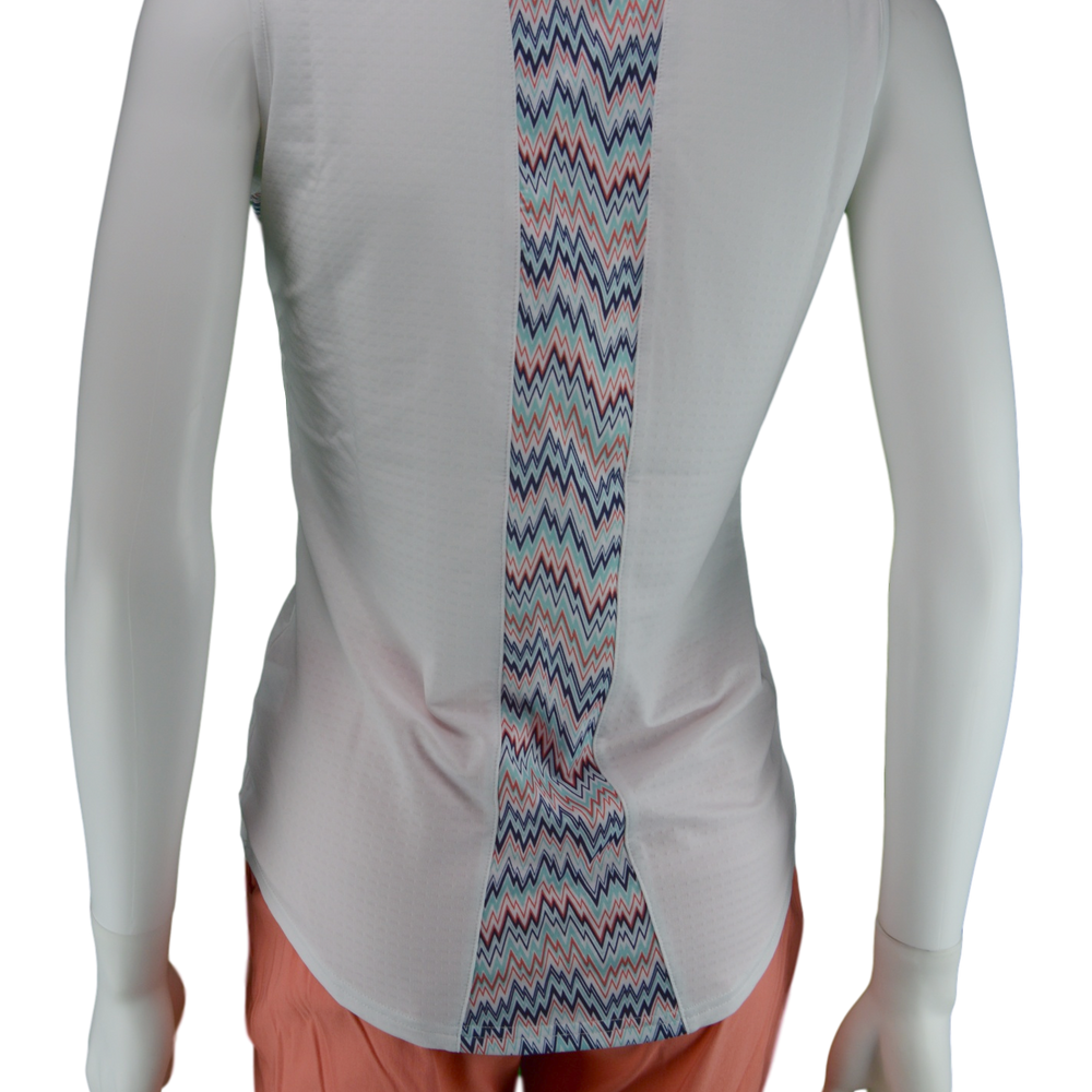 Bette & Court Trace Sleeveless Print Polo - White Mischa Print | SPF 50