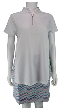  Bette & Court Cool Elements Colorblock Polo UPF 50 - White Mischa Print