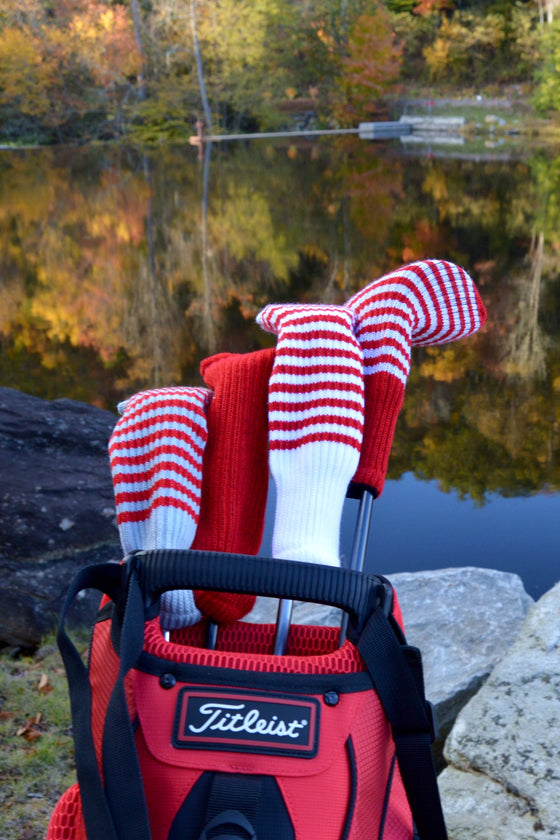 Silver and Red Club Sock Golf Headcover