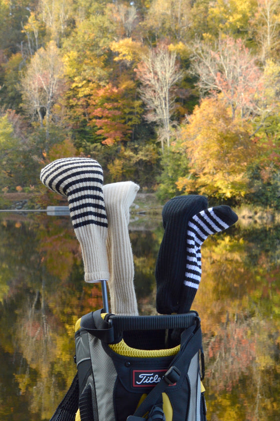 Black and Old Gold Club Sock Golf Headcover