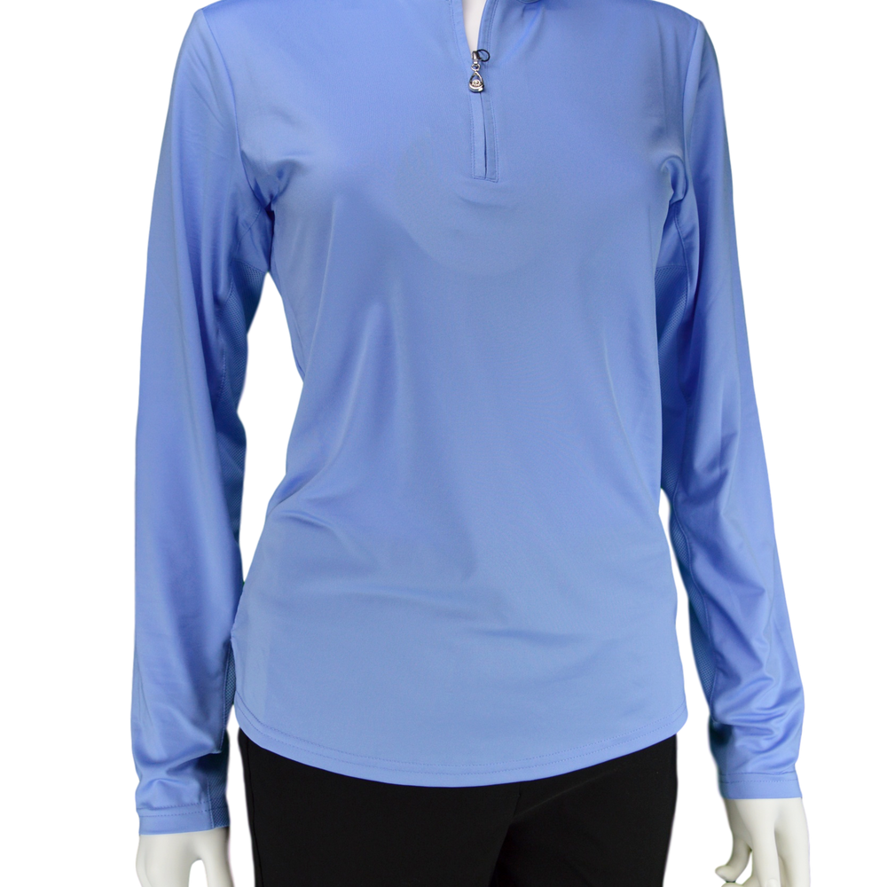 SanSoleil 900434 SunGlow Zip Mock. Cornflower Blue | SPF 50