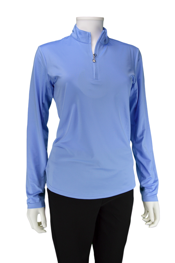 SanSoleil 900434 SunGlow Zip Mock. Cornflower Blue | SPF 50