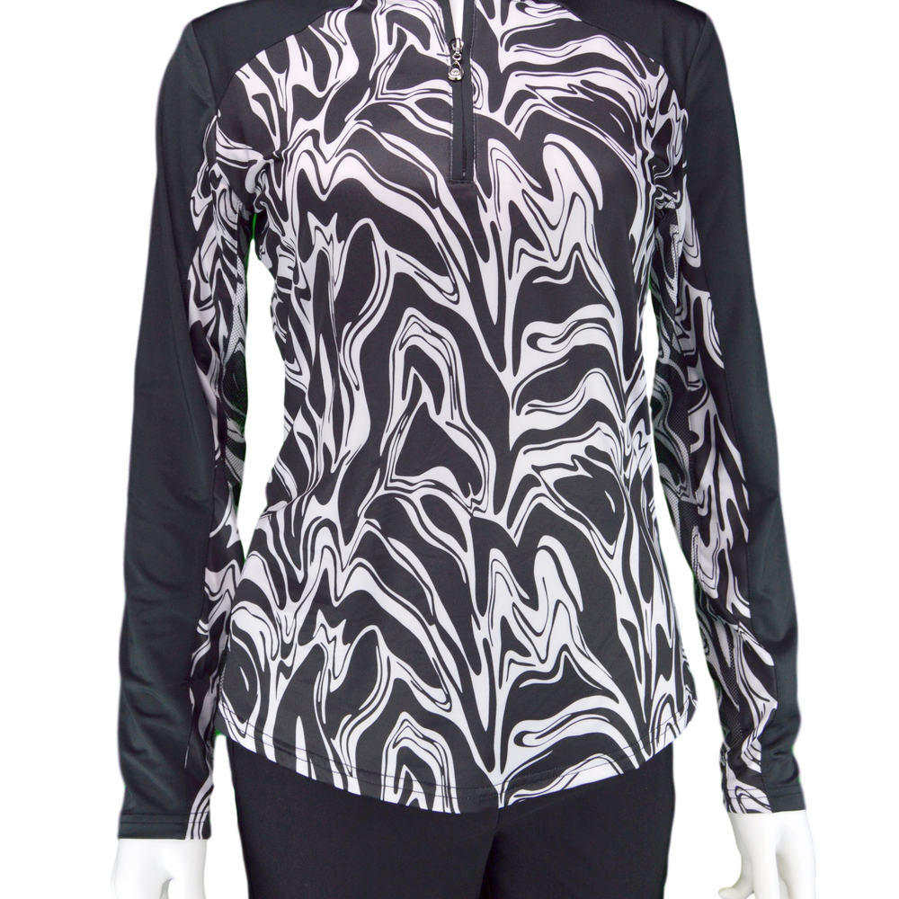 SanSoleil Printed SunGlow Mock with Vented Back. 900442 Serengeti Black | SPF 50