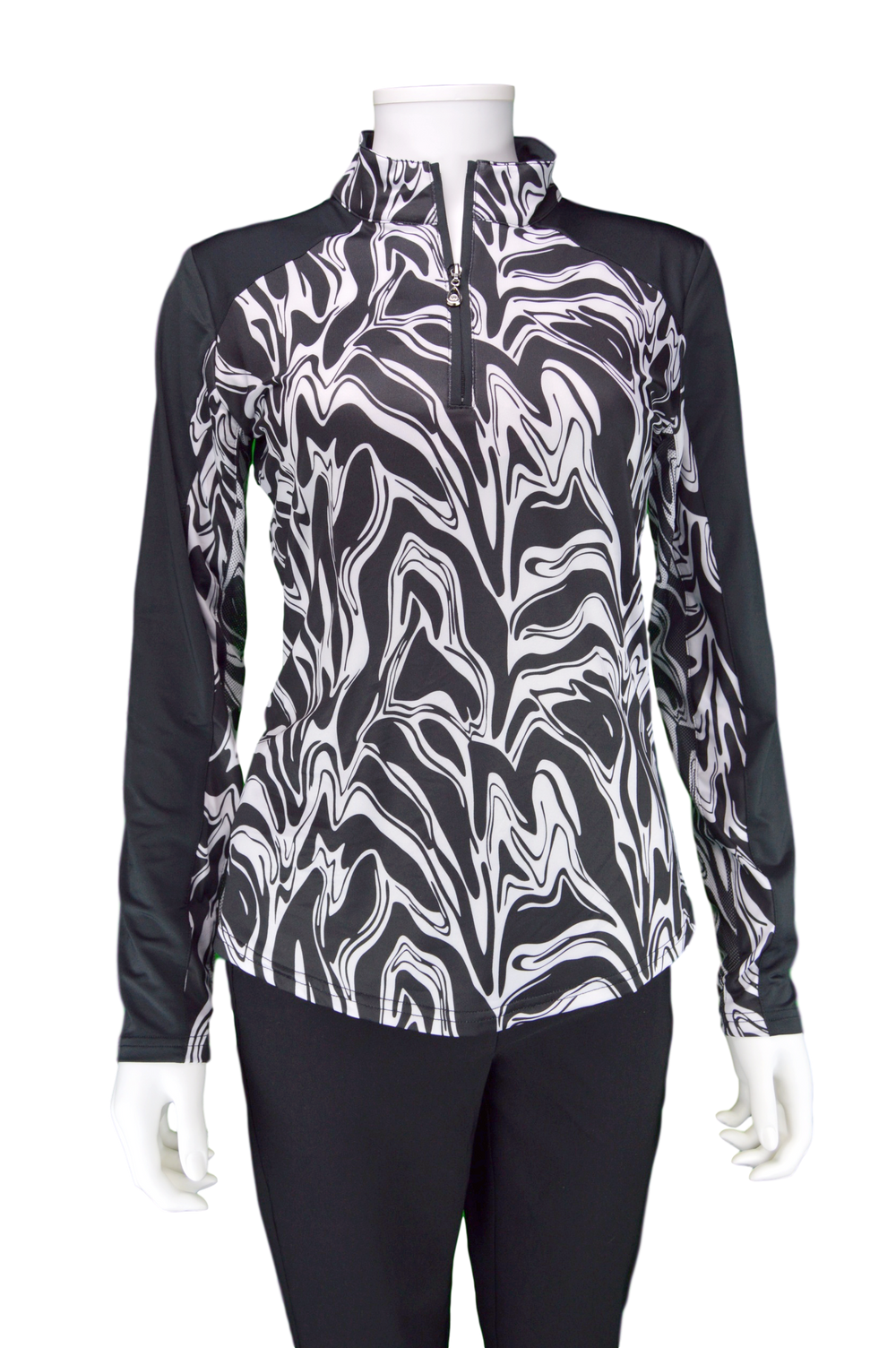 SanSoleil Printed SunGlow Mock with Vented Back. 900442 Serengeti Black | SPF 50