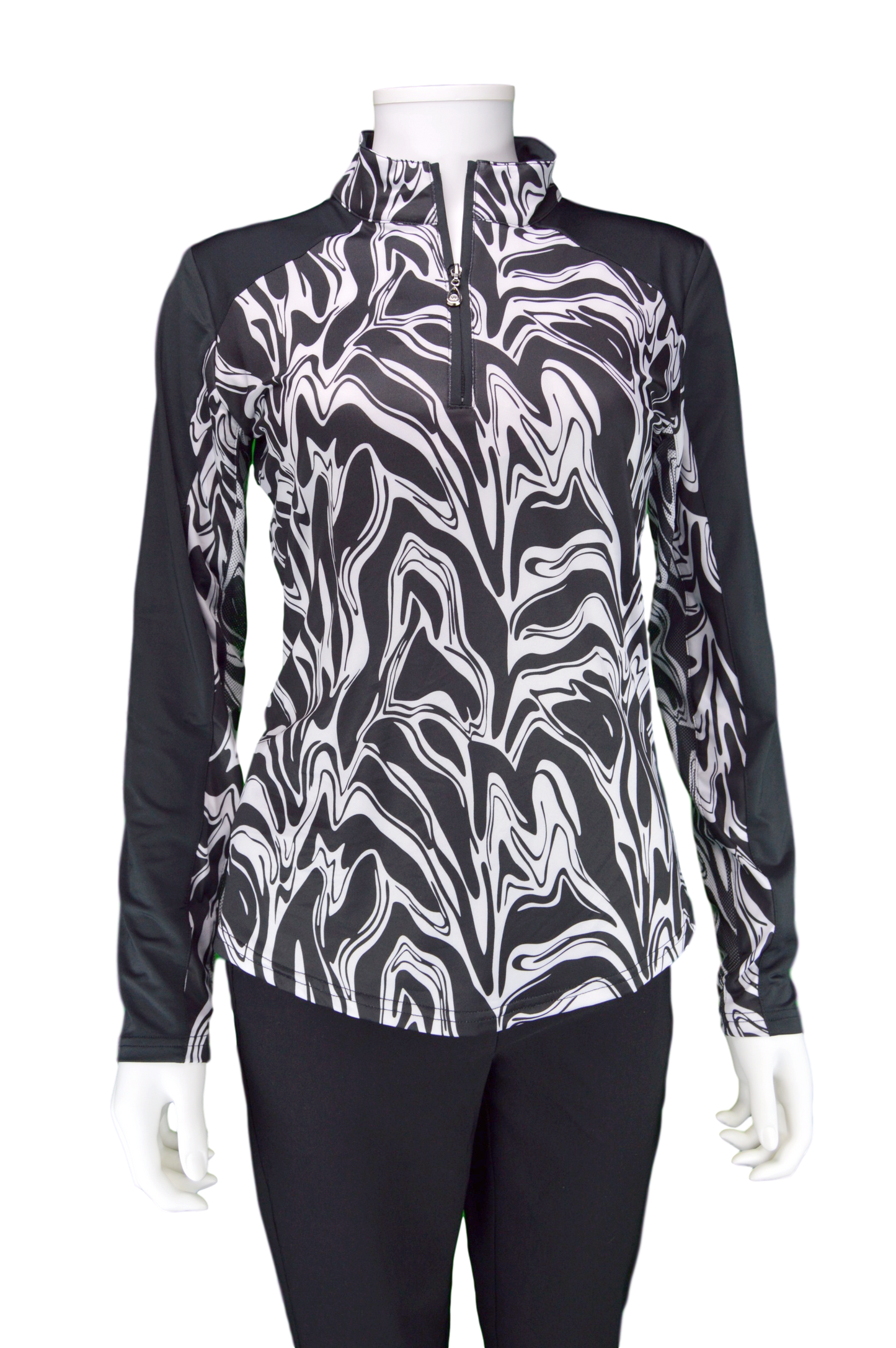 SanSoleil Printed SunGlow Mock with Vented Back. 900442 Serengeti Black | SPF 50