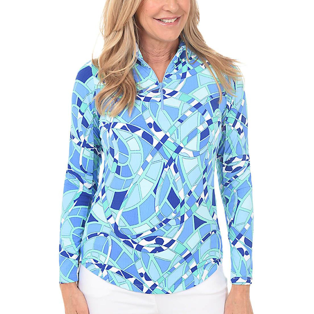 Gottex  Mock Neck Sun Shirt - Porto Fino Blue