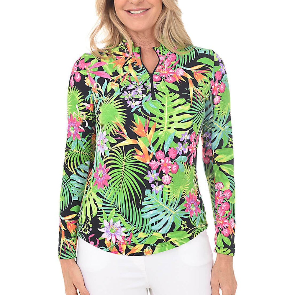 Gottex  Mock Neck Sun Shirt - Utopia Black / Multi