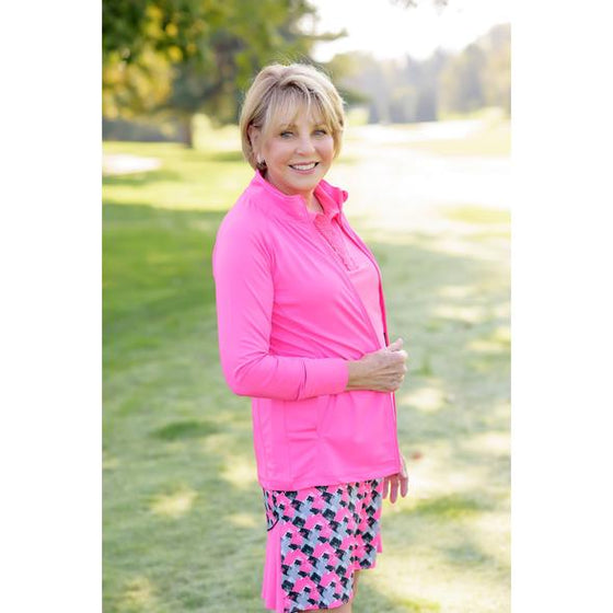 Birdies and Bows Front Nine Full Zip Jacket Hot Pink Peanuts