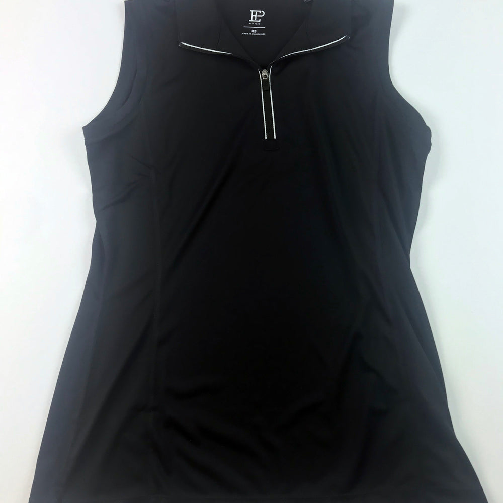 EP NY Sleeveless Zip Mock Polo Black