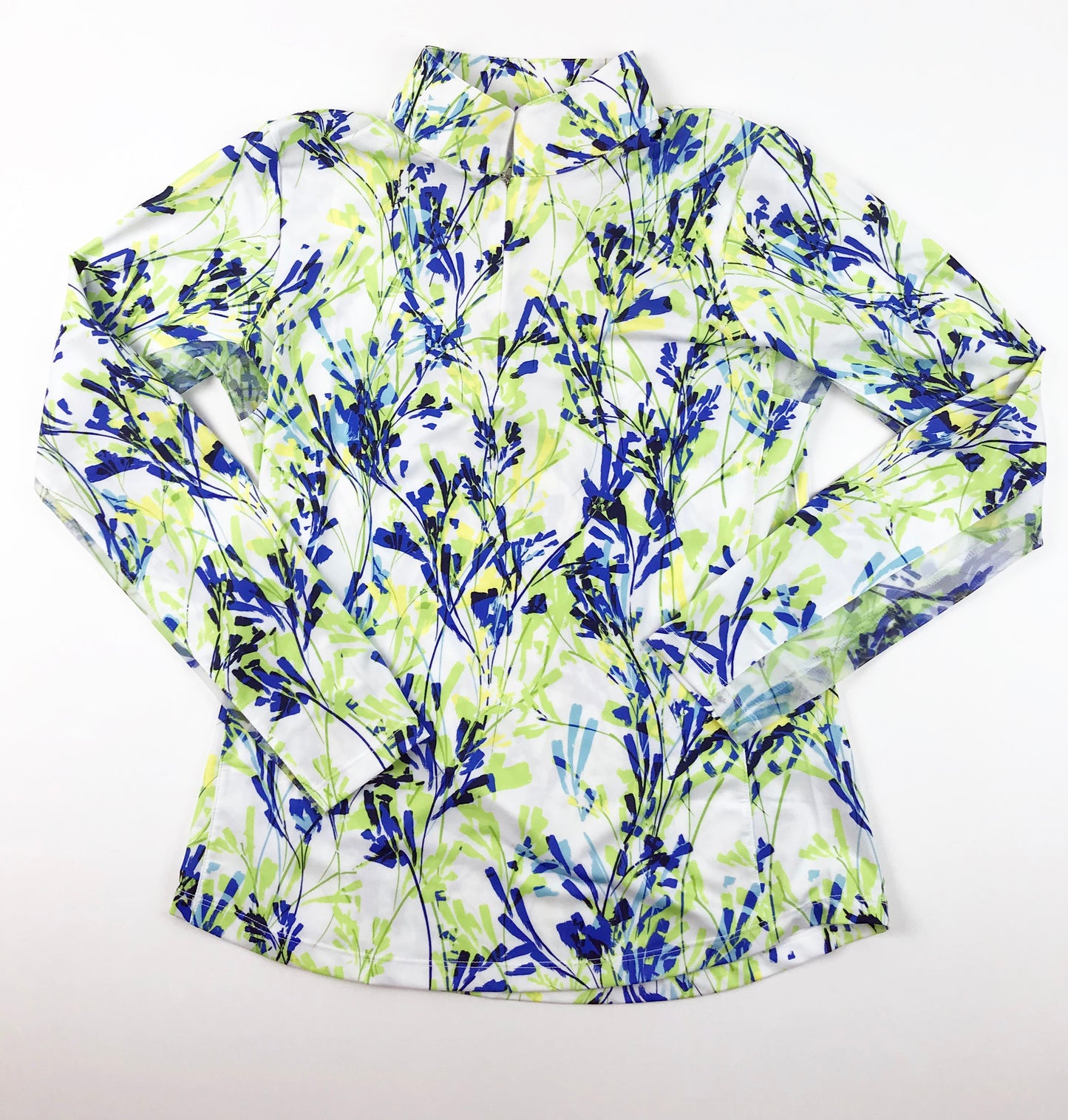 EP NY Long Sleeve Stem Floral Print Zip Mock- SPF 50