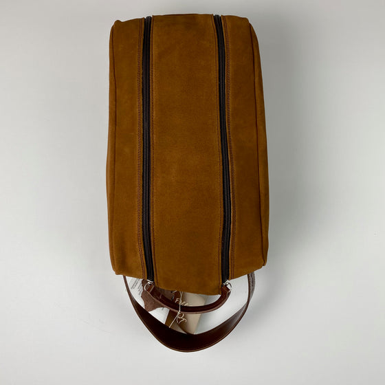 Barcelona Suede Shoe Bag - Peanuts and Golf in Camel