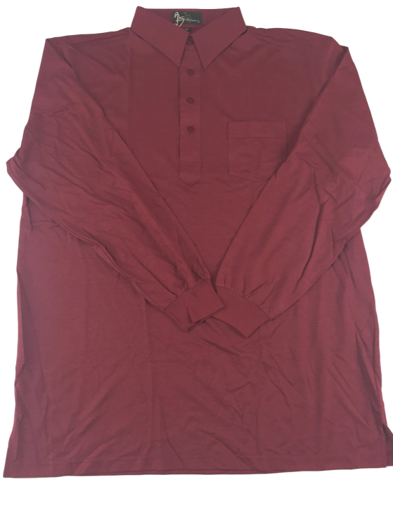 Sahara  Mens  Burgundy  Long Sleeve Polo