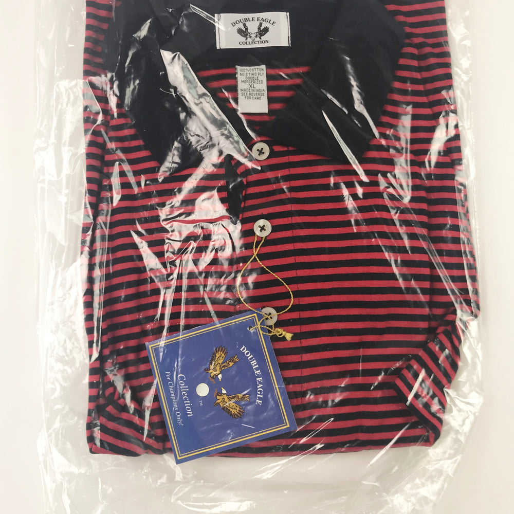 
                      
                        Double Eagle Mens Golf Polo  Red / Black Stripe
                      
                    