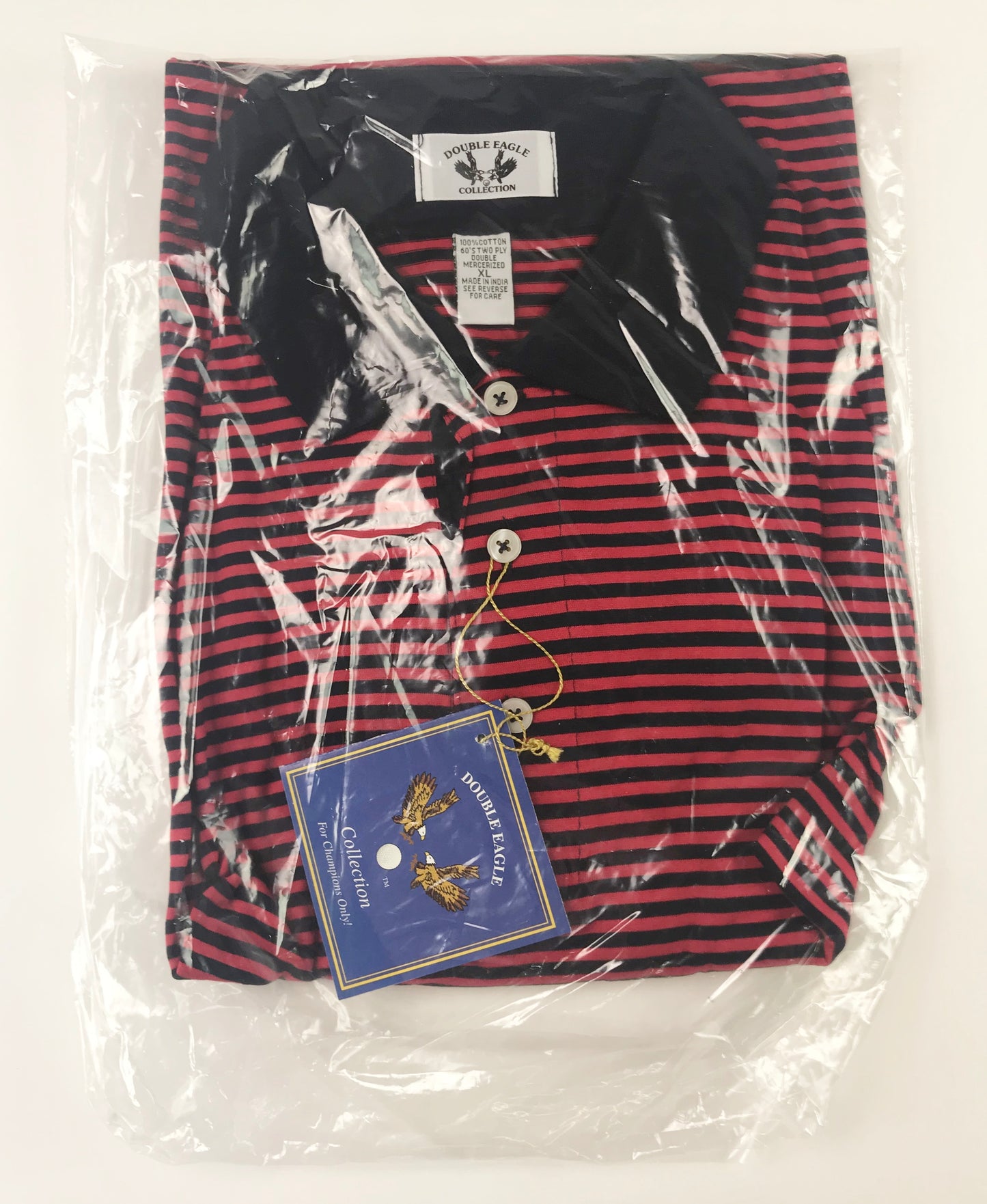 Double Eagle Mens Golf Polo  Red / Black Stripe