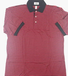  Double Eagle Mens Golf Polo  Red / Black Stripe