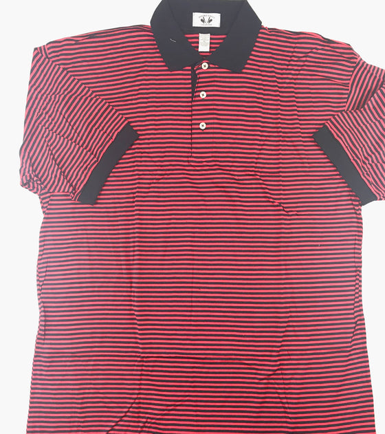 Double Eagle Mens Golf Polo  Red / Black Stripe
