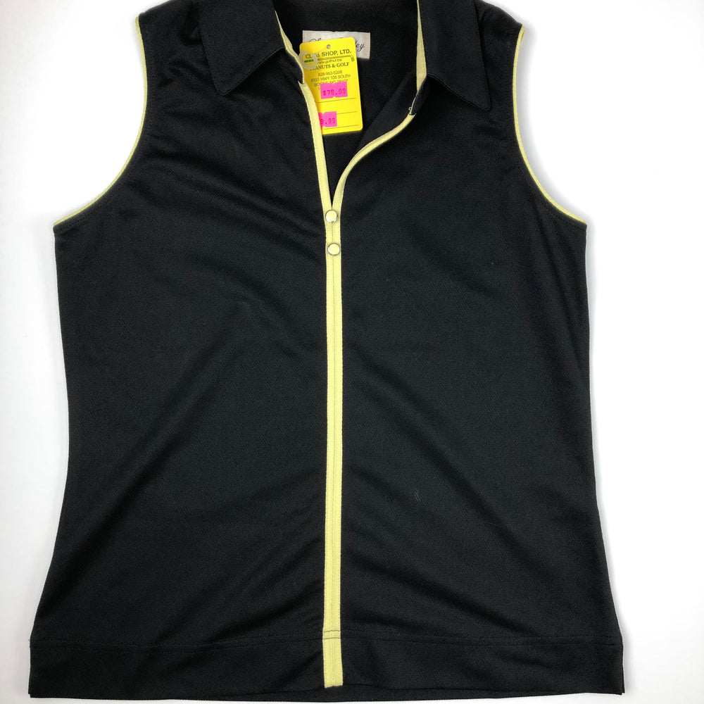
                      
                        Sport Haley Sleeveless Golf Polo Black w/ Yellow Piping
                      
                    