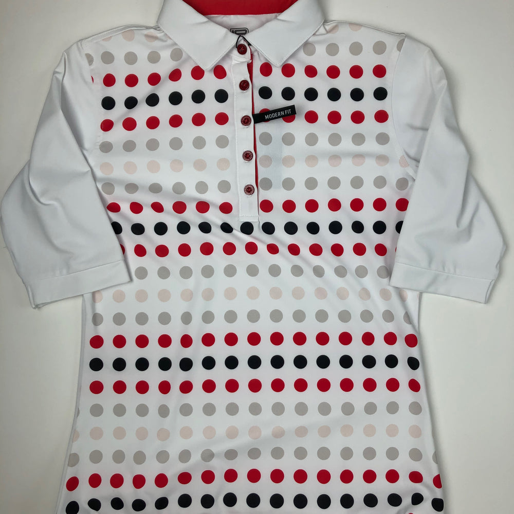 Loft 8 Beckley Elbow Sleeve Polo - Pinkberry Print