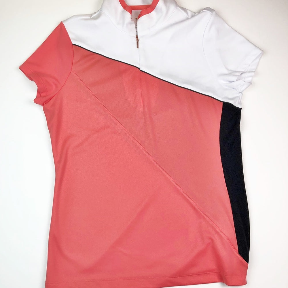 
                      
                        EP NY Short Sleeve Diagonal Blocked Zip in Melon
                      
                    