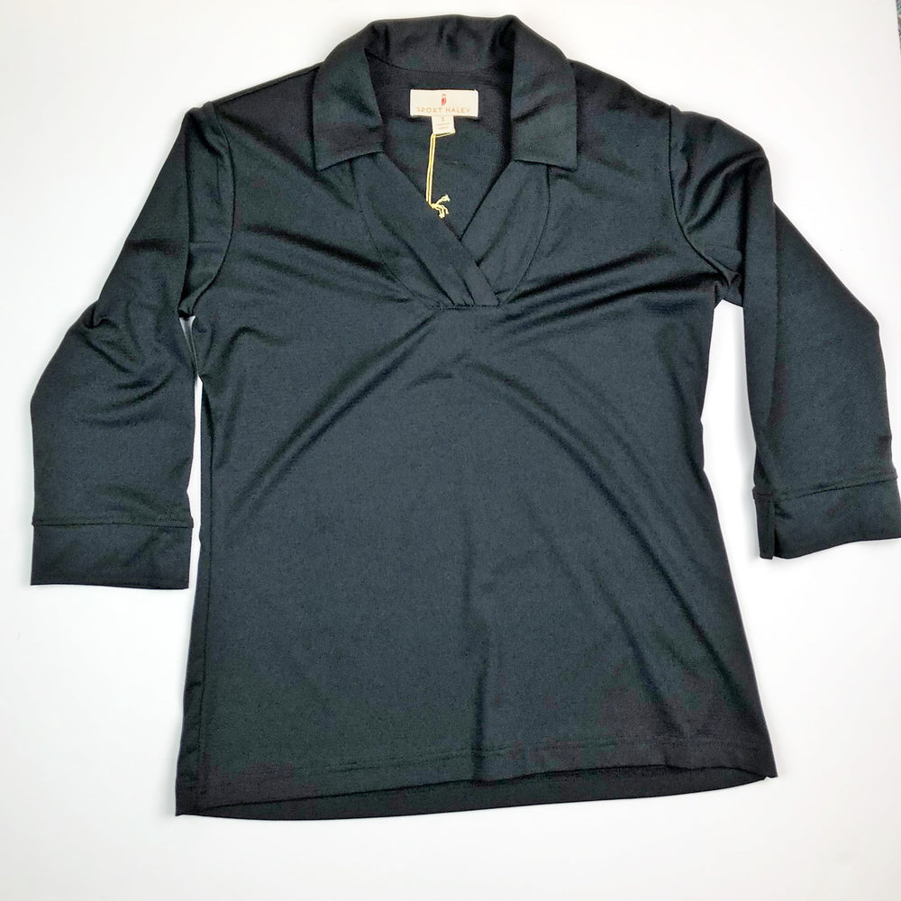 Sport Haley Black 3/4 Sleeve Polo