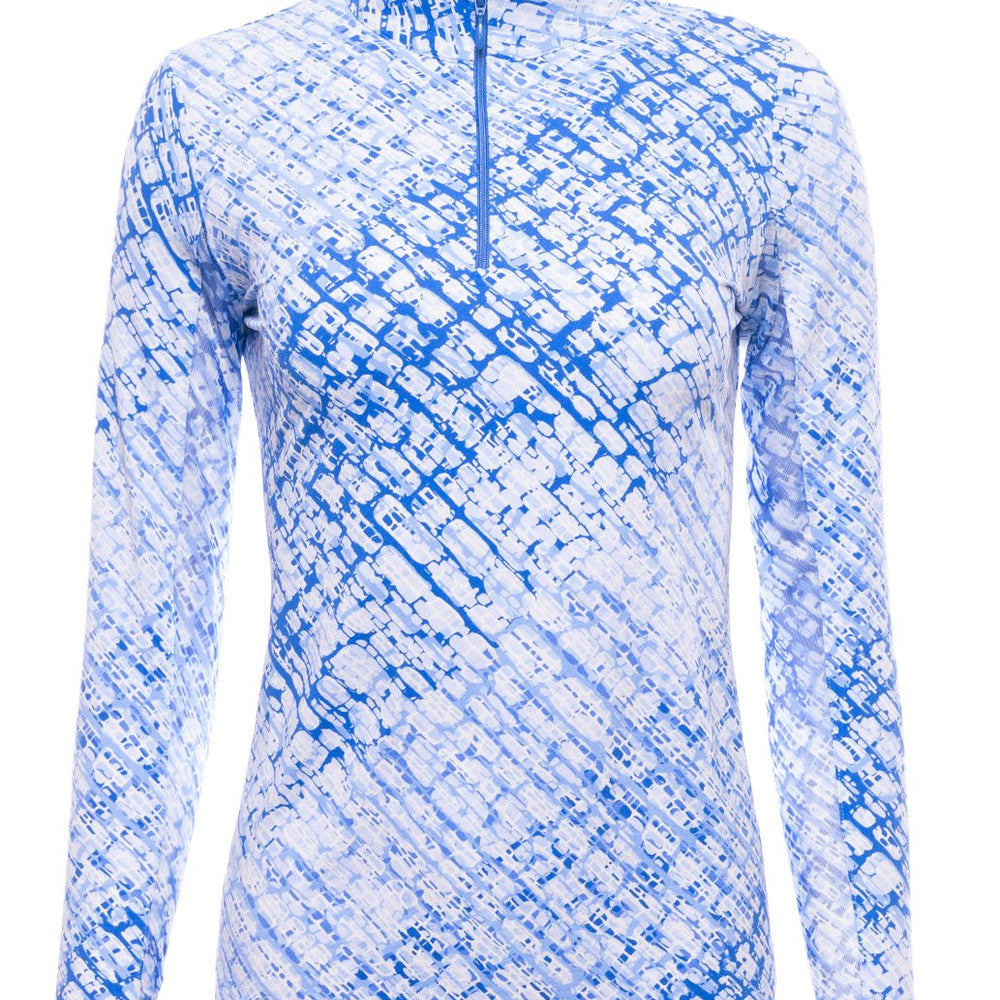
                      
                        Ibkul Long Sleeve Mock: Denim Print | SPF 50
                      
                    