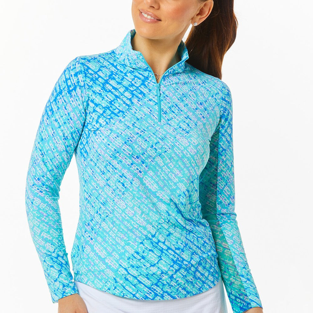 
                      
                        Ibkul Long Sleeve Mock: Liz Jade/Lavender Print | SPF 50
                      
                    