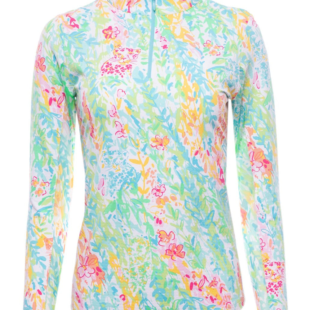 Ibkul Long Sleeve Mock: Cat Cay Seafoam Print | SPF 50