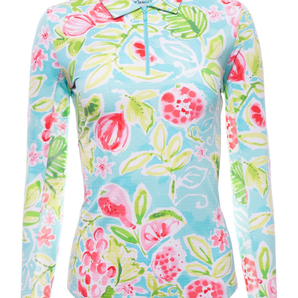 Ibkul Long Sleeve Mock: Tutti Seafoam Print | SPF 50
