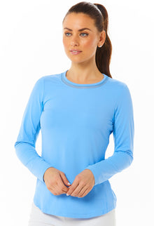  Ibkul Long Sleeve Crew Neck Sun Shirt: Periwinkle | SPF 50