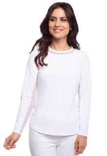  Ibkul Long Sleeve Crew Neck Sun Shirt: White | SPF 50