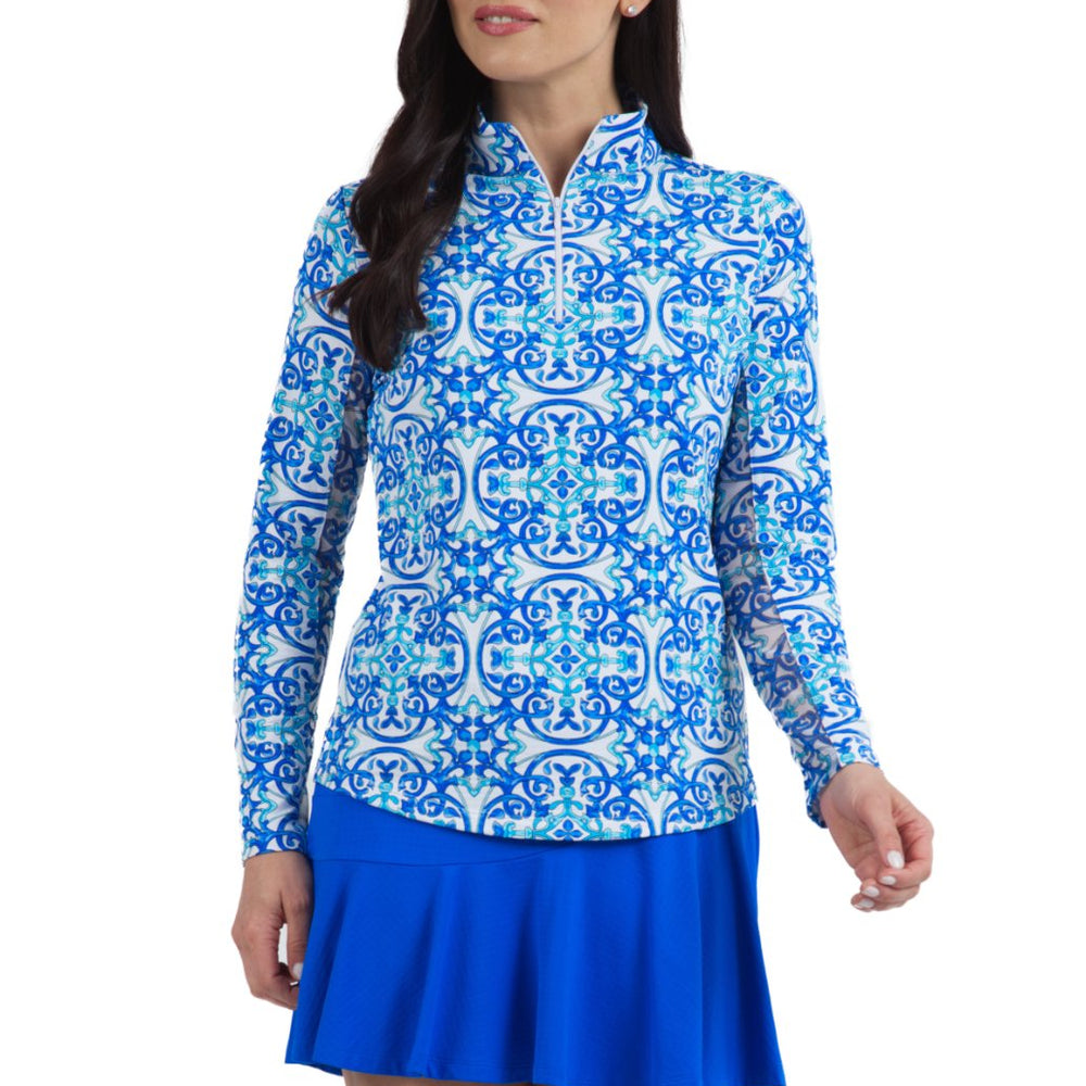 Ibkul Icifil Long Sleeve Sun Shirt:   SPF 50 Alice  Blue Tonal