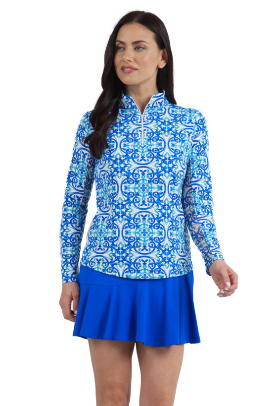 Ibkul Icifil Long Sleeve Sun Shirt:   SPF 50 Alice  Blue Tonal
