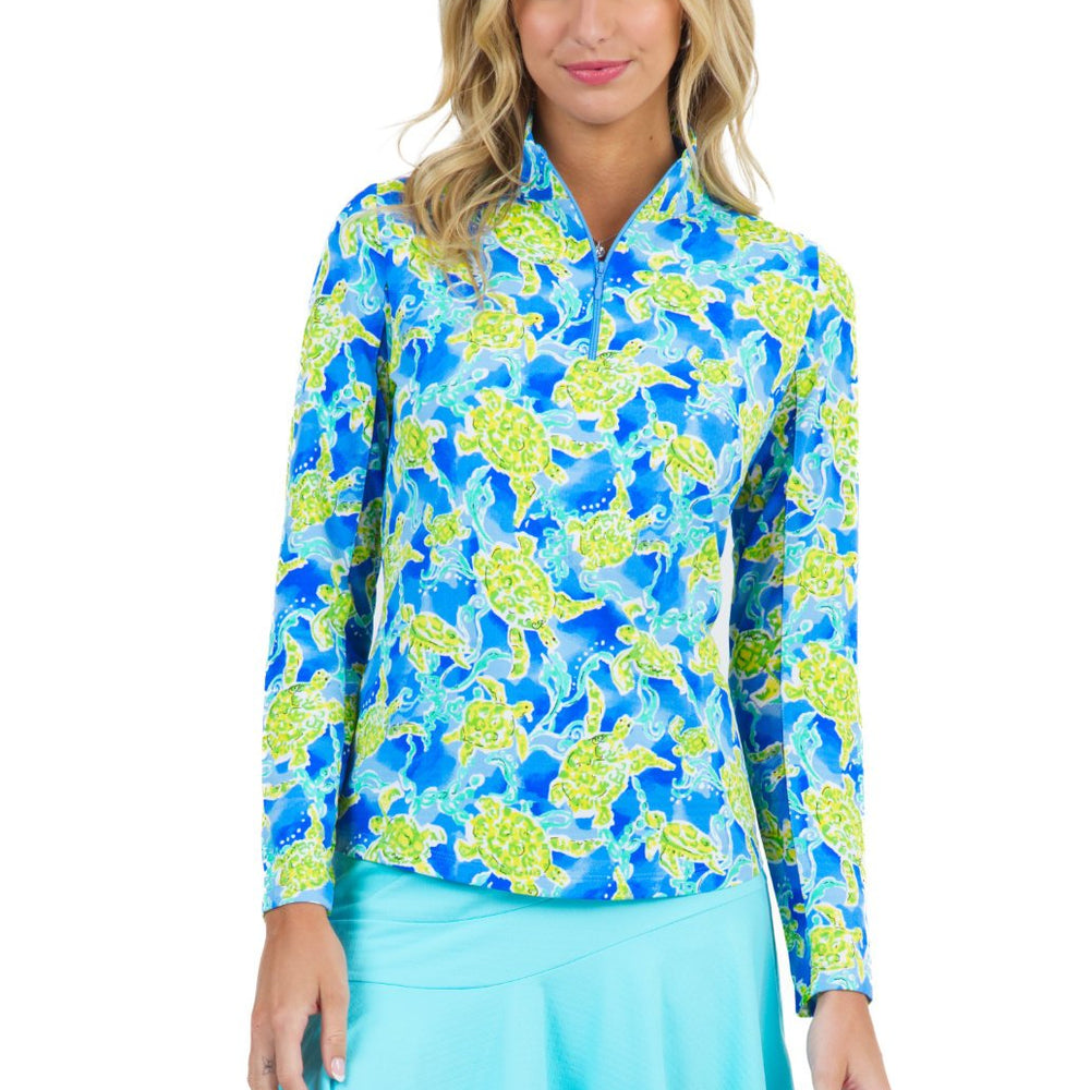 Ibkul Icifil Long Sleeve Sun Shirt:   SPF 50 Turtle @ Sea Print Peri Multi