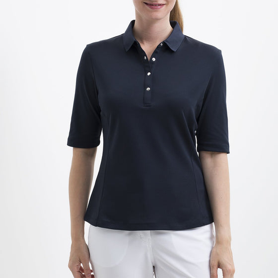 Nivo Nina Elbow Sleeve Polo - Navy - SPF 50