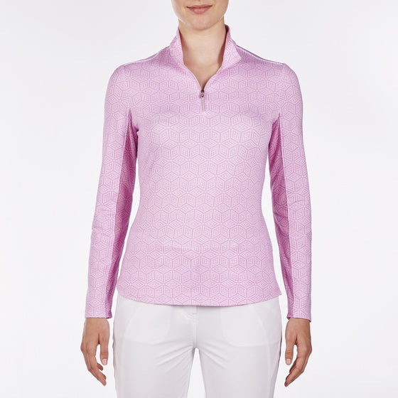 Nivo Lisa Long Sleeve Wild Orchid Print Mock - SPF 50