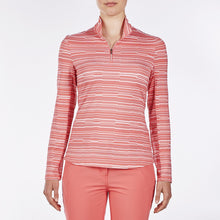  Nivo Luann Long Sleeve Sunkist Coral Print Mock - SPF 50