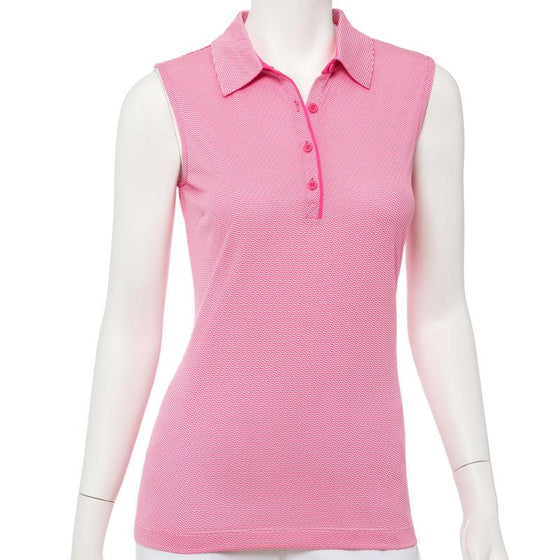 EP NY Sleeveless Geomertic Jacquard  Polo - Fruit Punch