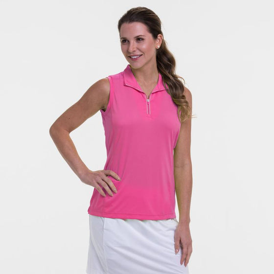 EP NY Sleeveless Zip Mock Polo - Pink Smoothie
