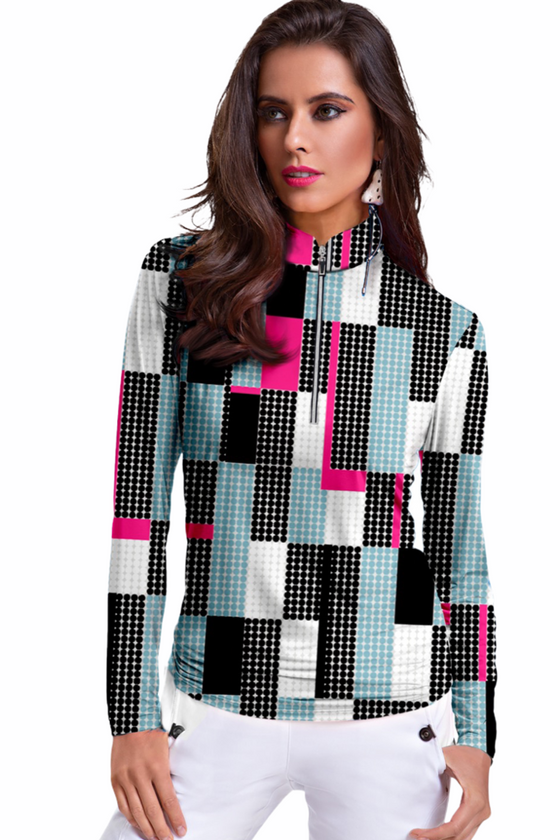 Jamie Sadock Long Sleeve Sunsense  Style 12150 Dipping Dots