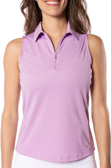  Golftini Sleeveless Zip Tech Polo  Lavender