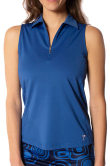  Golftini Sleeveless Zip Tech Polo - Royal Blue