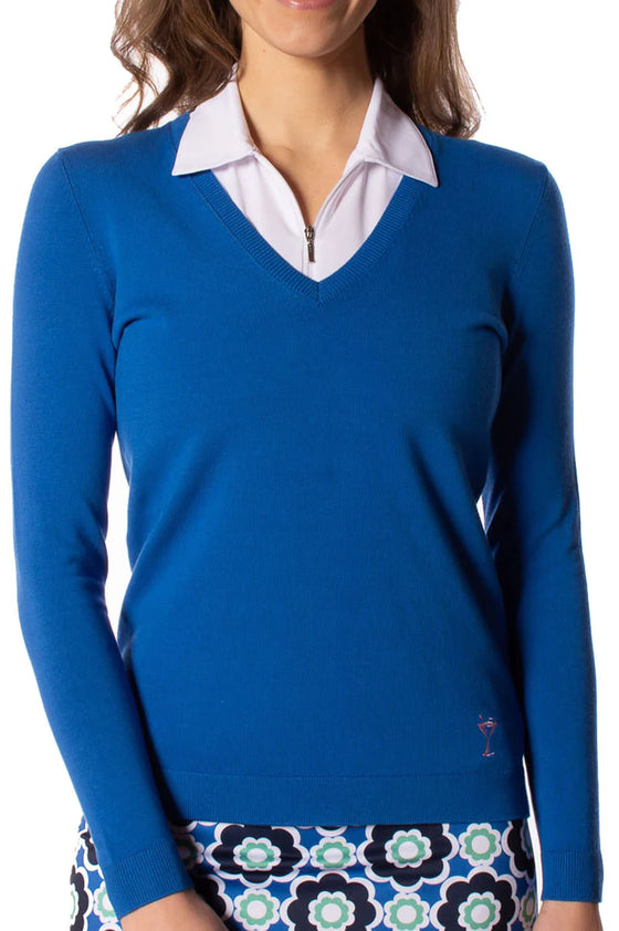 Golftini V- Neck Stretch Sweater - Royal Blue