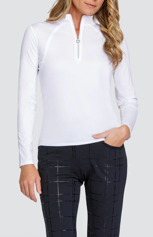 Tail Activewear AMELIA Zip Mock 3/4  Sleeve - Chalk White