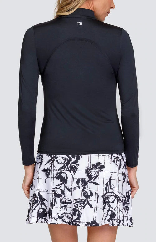 Tail Activewear AMELIA Zip Mock 3/4  Sleeve - Onyx Black