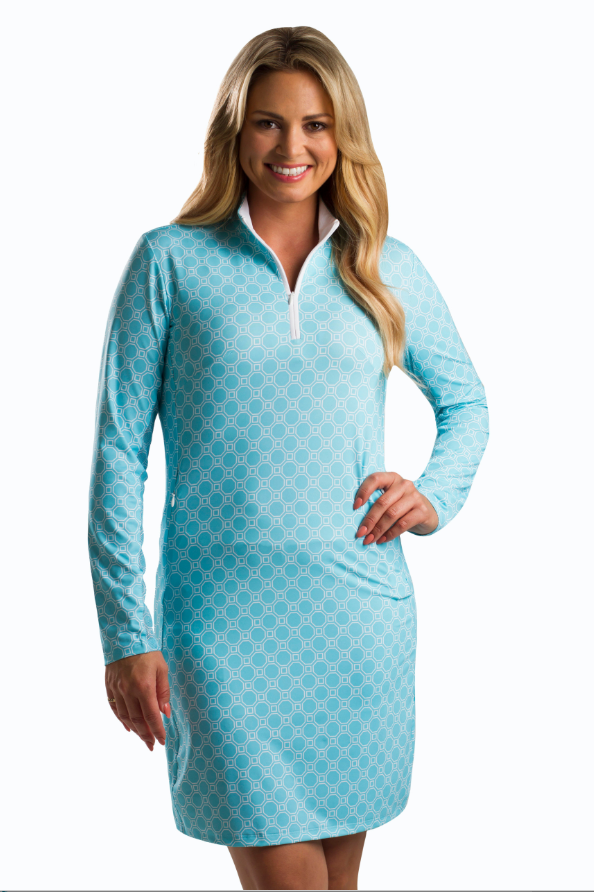 
                      
                        Sansoleil Long Sleeve Honeycomb Capri Mock Dress | SPF 50
                      
                    
