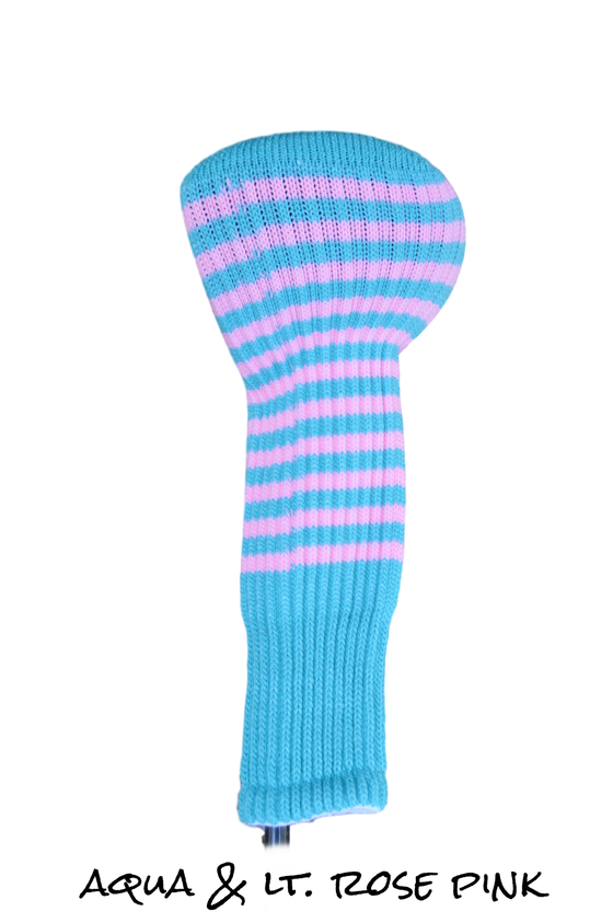 Aqua and Light Rose Pink Club Sock Golf Headcover | Peanuts and Golf