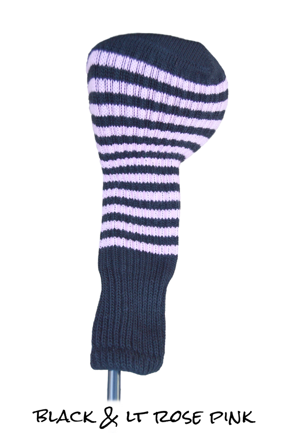 Black and Light Rose Pink Club Sock Golf Headcover