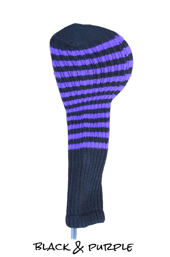 Black and Purple Club Sock Golf Headcover